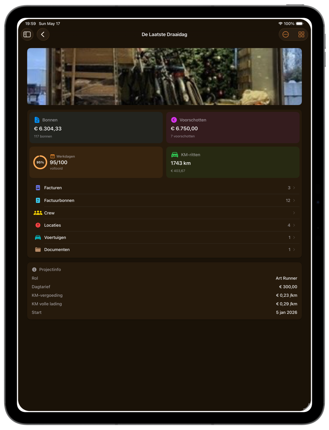 WrapSheet op iPad — project-dashboard